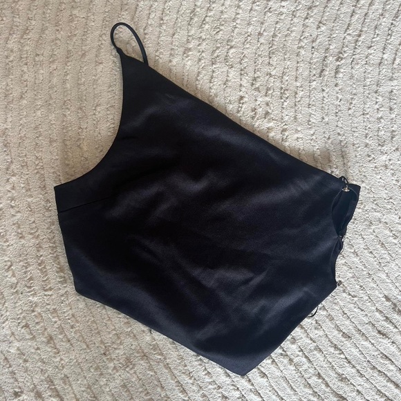 Zara Asymmetric One Shoulder Top with Jewel Trim - Picture 2 of 4